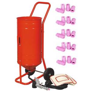 Sableuse Aérogommeuse mobile sur Roulettes 56,70L 90lb 41kg + 20 Buses