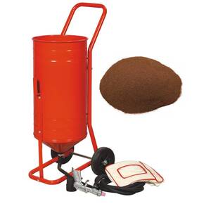 Sableuse Aérogommeuse mobile sur Roulettes 56,70L 90lb 41kg + Sac 20kg d&#039;Abrasif Garnet 120A+ Mesh