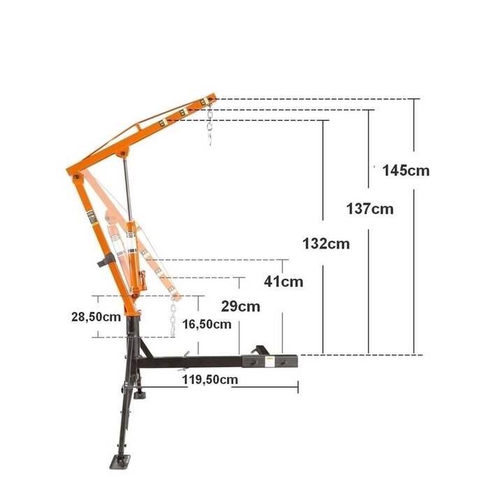 Grue de levage hydraulique pick up 0,5T avec Fixation Attelage avec son Adaptateur 2&#039;&#039;