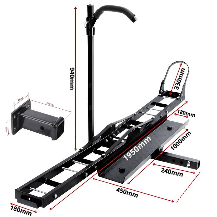 Porte-Moto Attelage Scooter avec Rampe de chargement 227kg + Adaptateur carré 2&#039;&#039;